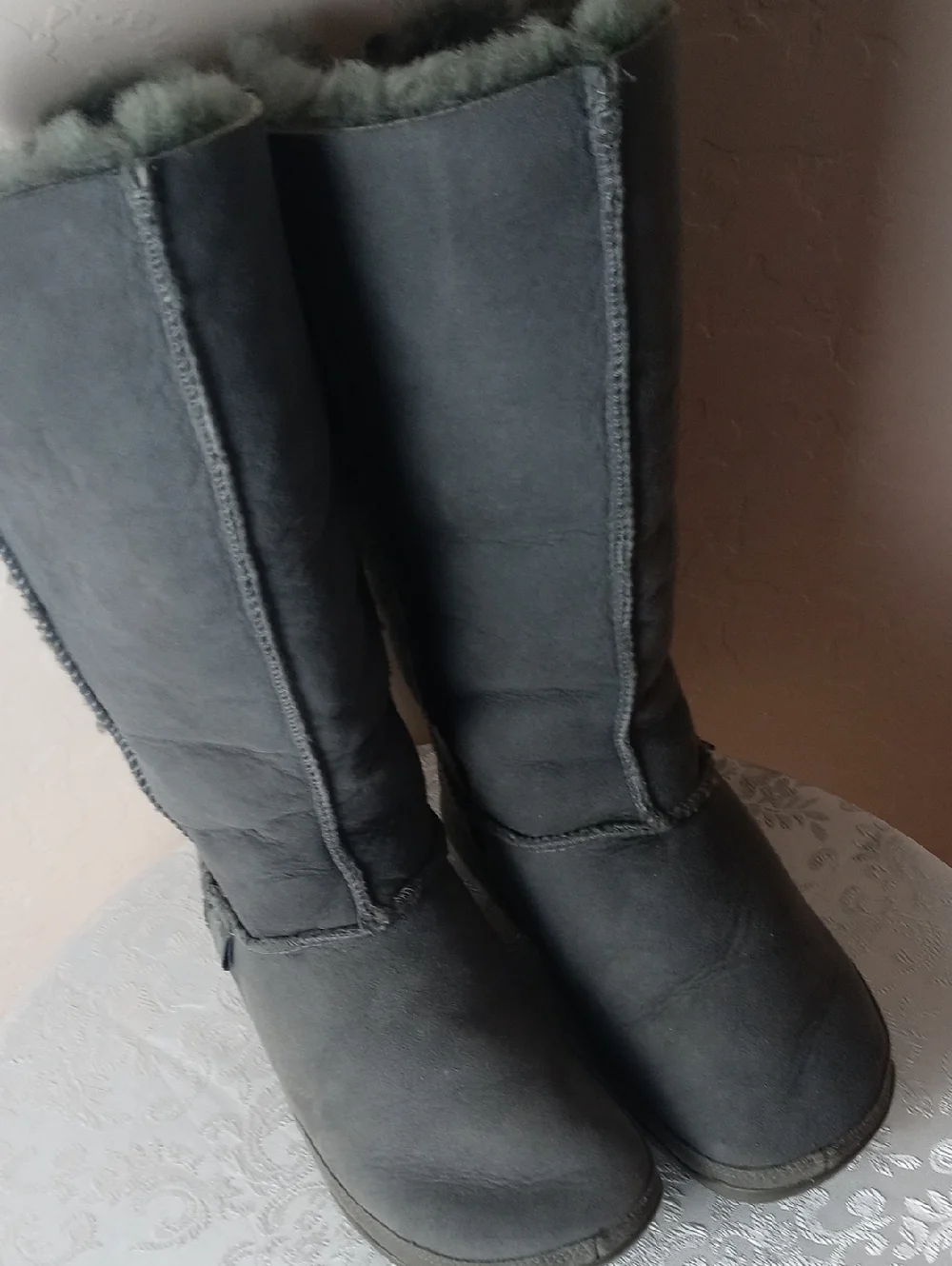 Fitflop Gray Women's Tall Shearling Winter Boots